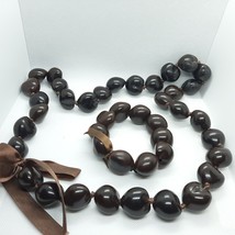Kukui Nut Lei / Necklace(Approximately 28&quot;)  &amp;  Bracelet(Approximately  ... - £11.06 GBP