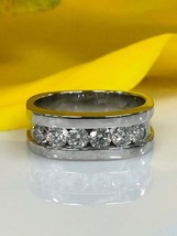 2.50Ct Rund Künstlicher Diamant 14K Weiß Vergoldet Herren Ehering - £85.45 GBP