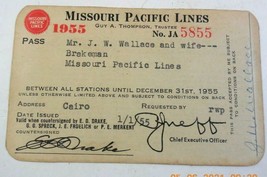 Missouri Pacific Railroad Lines Employee Pass 1955 JW Wallace JA5855 - £15.71 GBP