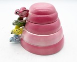 Vintage Menschik Goldman Pink Beehive Nesting Measuring Cups Japan w Flaw - $39.99