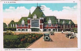 Quebec Postcard Quebec City CPR Station Canadian Pacific Railway 1928 - £3.12 GBP