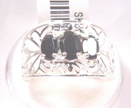 (1)7x5/(2)6x4mm 2.02Ct Thai Black Spinel Oval Sterling Silver Ring Sz 11  #JR258 - £19.43 GBP
