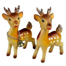 Pair of Vintage Hollow Plastic Poseable Reindeer Japan - £25.87 GBP