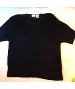 Merona Women&#39;s Pullover Sweater Black Short Sleeve Crew Neck Layered L - $13.52 CAD