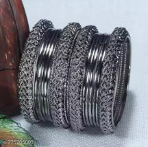 Indian Women Silver Oxidized Bangles/ Bracelet Set Fashion Wedding Jewel... - £24.38 GBP