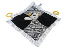 Mary Meyer black white puppy dog baby security blanket lovey yellow teether - $5.14