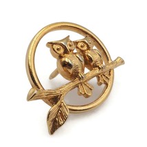 Avon Gold Tone Openwork Loving Owls Sitting On A Branch Lapel Pin .95 Inch Vtg - £10.18 GBP