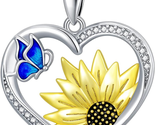 Mothers Day Gifts for Mom Wife, Sunflower Teardrop Necklace with Blue Bu... - $58.50