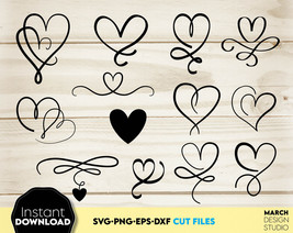 Hand Drawn Heart Wreath Bundle SVG, Heart Shape SVG, Love Heart Clipart SVG PNG - £4.70 GBP