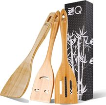Spatula for Cooking, Kitchen Set of 3, Natural Bamboo Wooden Utensils, 1... - $9.90