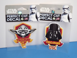 Set of 2 Star Wars Perfect Cut Decals USC Trojans Darth Vader &amp; Yoda 3½&quot; New (B) - £14.22 GBP