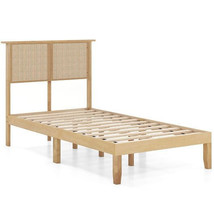 Twin/Full/Queen Size Bed Frame with Rattan Headboard-Twin Size - Color: ... - $208.81