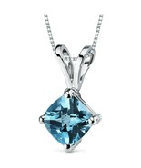 925 sterling silver 0.55C Cushion Cubic Zirconia Diamond Topaz Pendant w... - $52.00