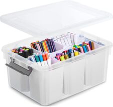 Durable 17 QT Shatterproof Storage Bin with Detachable Inserts - Modern ... - $78.16