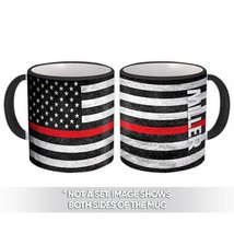 MILLER Family Name : Gift Mug American Flag Firefighter Thin Line Person... - £12.68 GBP
