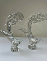 Vintage Heisey Blown Clear Glass  Asiatic Pheasants SET OF 2 Figurines  - £89.95 GBP