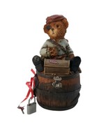 Resin Pirate Bank Sitting Teddy Bear On Barrell Figurine Lock w/Key Skul... - £13.23 GBP