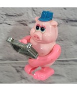 Vintage TOMY Wind Up Toy Pink Pig With Xylophone Not So Grand Band 1980s - $11.88