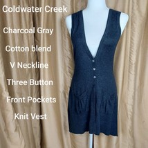 Coldwater Creek dark gray sleeveless button down V neckline cardigan siz... - £11.15 GBP