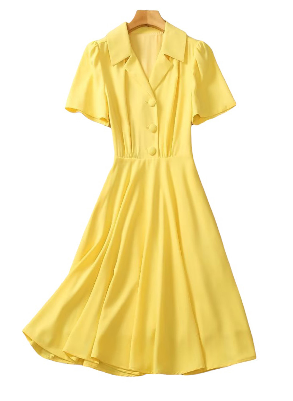 Kate Middleton Inspired Primrose Yellow Knee-length Puffy Short Sleeve Dress Item image 3
