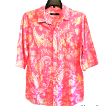 Large Pink Paisley Pajama Night Sleep Shirt Lauren Ralph Lauren 3/4 Sleeves - £28.37 GBP