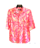 Large Pink Paisley Pajama Night Sleep Shirt Lauren Ralph Lauren 3/4 Sleeves - £28.11 GBP