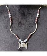 Womens Fashion Silver Tone Triple Moon Goddess Nightly Peace Necklace w/... - $527.77 MXN