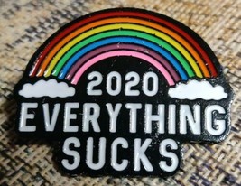 2020 Everything Sucks enamel pin rainbow pandemic virus quarantine hat l... - $16.41