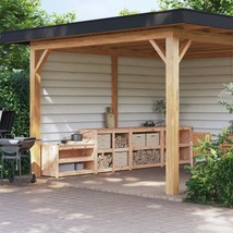 Outdoor Kitchen Cabinets 4 pcs Solid Wood Pine - £374.88 GBP