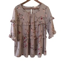 Pleione Anthropologie Womens Ruffled Coquette Blouse L Floral Cottagecor... - $28.99
