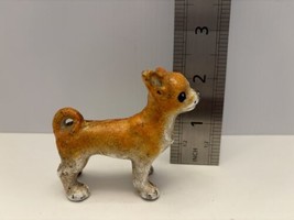 Chihuahua Cast Iron Figurine Brown and White 3 Inch Dog Vintage Display Piece - £18.30 GBP