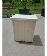 Vintage Cream Hinge Lid Laundry Clothes Hamper Basket Container Festival... - €36,80 EUR