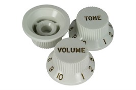 Strat Volume Tone knob set White 3 knobs for Fender guitars - £19.66 GBP