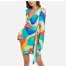 WeWoreWhat Cowl Front Satin Blazer Dress Women Medium Plunging Neck Tie ... - £53.56 GBP