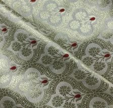 Banarasi Brocade Fabric Off White &amp; Gold Fabric Wedding Dress Fabric - N... - £8.26 GBP+