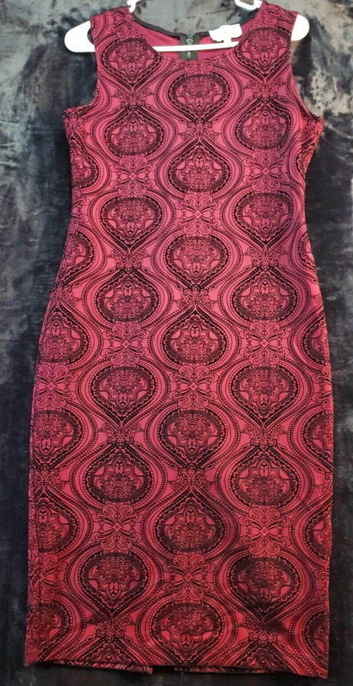 Olivia Matthews Tank Dress Womens Size 10 Maroon Paisley Sleeveless Roun... - $13.86