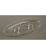 Clear Glass Starburst VTG Oval Scallop Rim Pickle Condiment Butter Dish - £14.16 GBP
