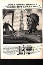 1954 Ethyl Gasoline Ad Oil Worker driving thru Oil Rigs nostalgic b3 - $21.21