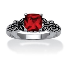 Ruby Antiqued Butterfly Scroll Sterling Silver Ring Size 5 6 7 8 9 10 - £62.75 GBP