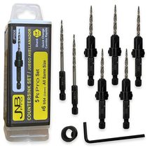 JNB Pro Wood Countersink Drill Bit Set 5pc #6 (9/64&quot;) 4 Flute M2 HSS Drill - £20.10 GBP