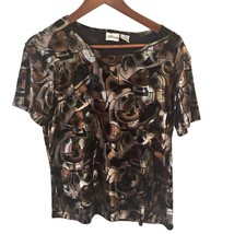 Vintage Womens Top Size Medium Metallic Gold Black Abstract Art Deco Par... - $23.99