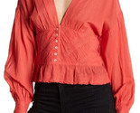 FREE PEOPLE Womens Top True Color Relaxed Long Sleeve Red Size XS OB769738 - $48.77