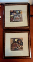 Set of 2 Kimberly Poloson Art Prints Abstract Circles II Matted each 13&quot; x 13&quot; - £21.92 GBP