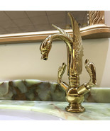 GOLD PVD single hole Double SWAN handles bathroom basin swan faucet mixe... - £246.54 GBP