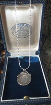 Antico ciondolo in argento vintage edoardiano 1911 George V su catena da 18... - £74.46 GBP