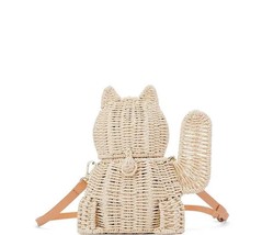 Lucky Cat Straw Bag Hand-Woven -Shaped  Cute Hang Buckle  Bag Fashion Lovely Lad - £148.67 GBP