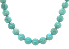 14k Gold Clasp 8mm Kingman Genuine Turquoise Strand Beads Necklace 18.5&quot;... - $7,902.15 MXN