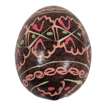 Vtg Black Folk Art Neon Russian Wooden Egg Lacquered Hand Painted  - £10.92 GBP