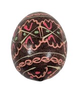 Vtg Black Folk Art Neon Russian Wooden Egg Lacquered Hand Painted  - £11.05 GBP