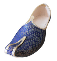 Men Shoes Indian Handmade Jutti Sherwani Groom Loafers Blue Punjabi Khussa US 7  - £43.20 GBP